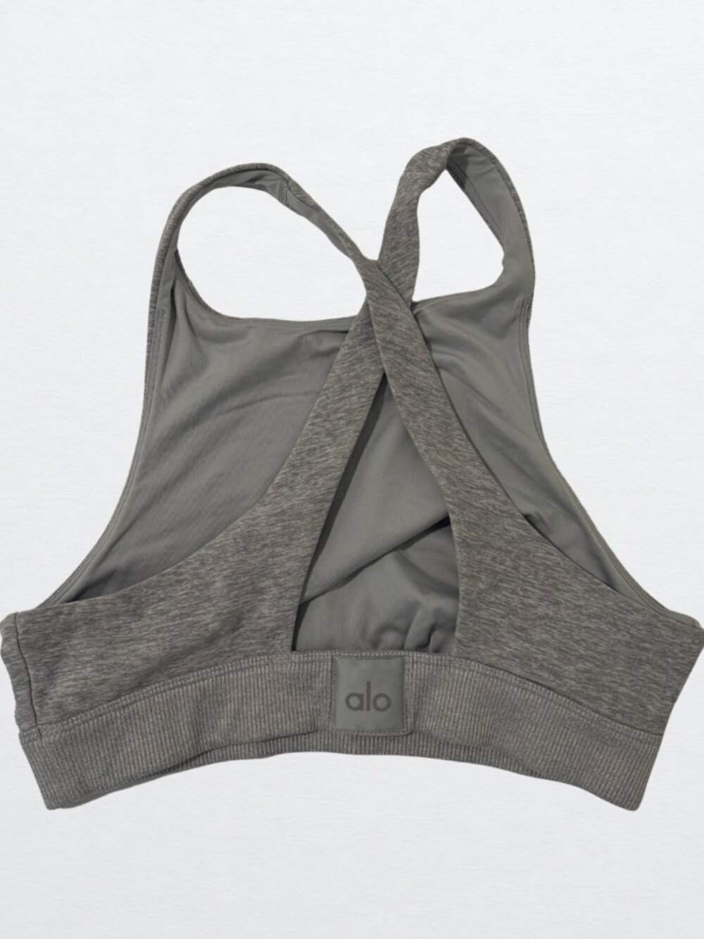 Alo Yoga Grey Heather Strappy Crossback Sports Bra